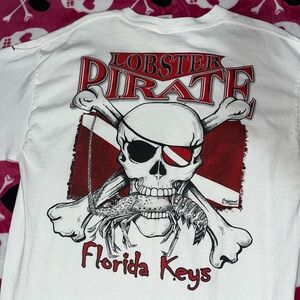 -vintage late 90’s white lobster pirate Florida Keys t-shirt🏴‍☠️🦞-size L Men’s